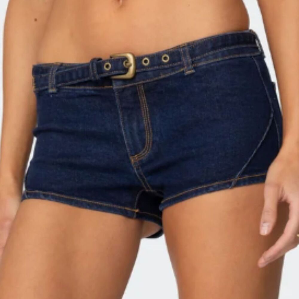 Edikted Low Rise Denim Micro Short
